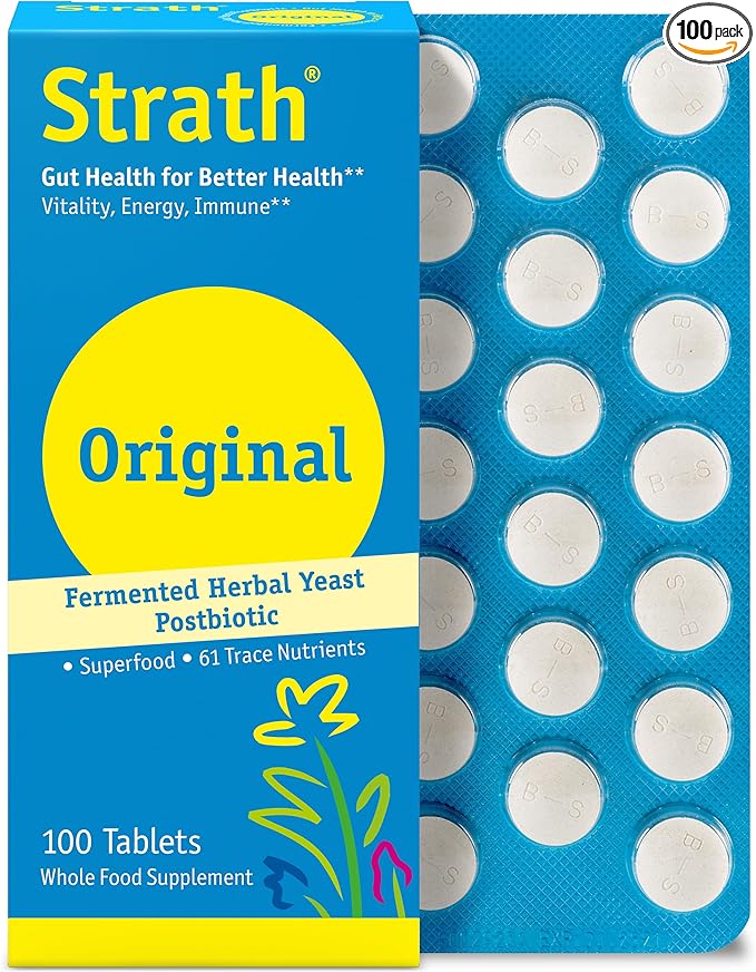Strath Nutritional Yeast Tablets - Vegetarian, Lactose Free, Artificial Additive Free - Digestive Support, Nutrient Absorption - Unflavored Daily Supplement - Prebiotic and Postbiotic