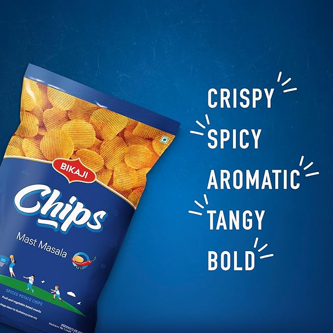 Bikaji Potato Chips Mast Masala & Tomato Salsa Combo ??160g | Ready to Eat Indian Snack Pack | Crispy Flavored Chips | Tangy & Spicy Party Snack, Bar Snack & Everyday Munchies for Sharing