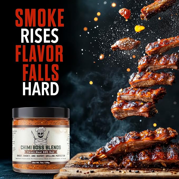 Sweet Heat BBQ Rub by Chimi Boss Blends, 7oz ??All-Natural BBQ Seasoning with a Bold Kick of Sweet and Spicy ??Handcrafted, No Fillers, Perfect Barbecue Rub for Grilling Meats, Ribs, Chicken, Pork & Veggies
