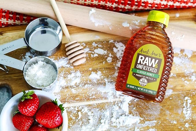 Aunt Sue Raw & Unfiltered USA Clover Honey From Local USA Beekeepers, 24 oz
