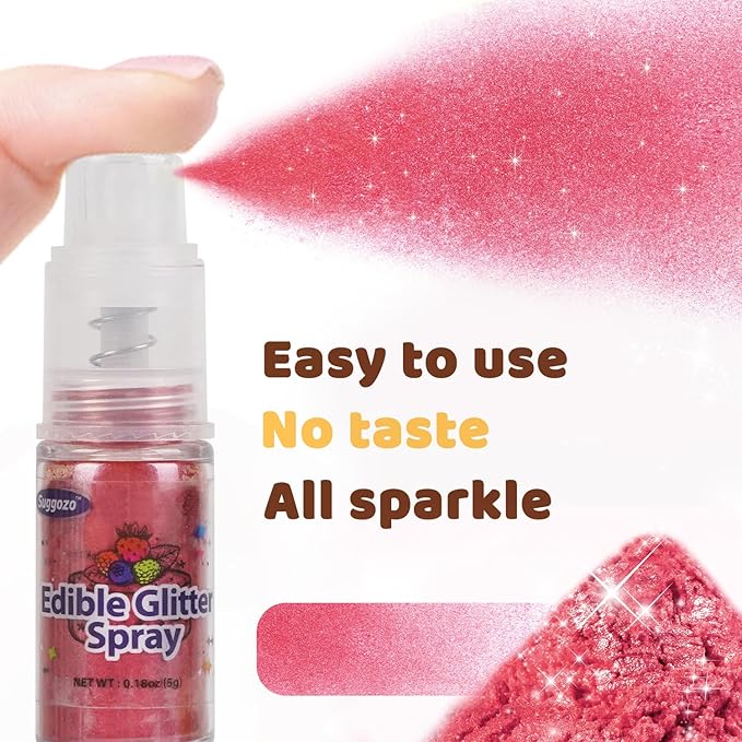Edible Red Glitter Spray, 5g Shimmer Edible Glitter for Cocktails, Drinks, Cake Decorating, Edible Food Coloring Powder Shimmer Glitter for Chocolate,Strawberry