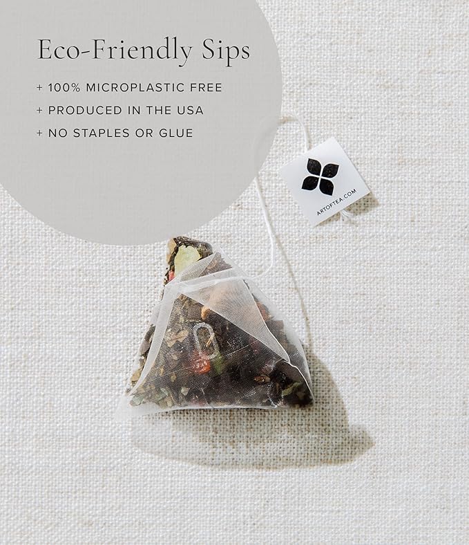 Art of Tea | Caffeine Free Assorted Tea bags Sampler | Herbal Tea 50 Count Eco Friendly Pyramid Tea Bag Sachet