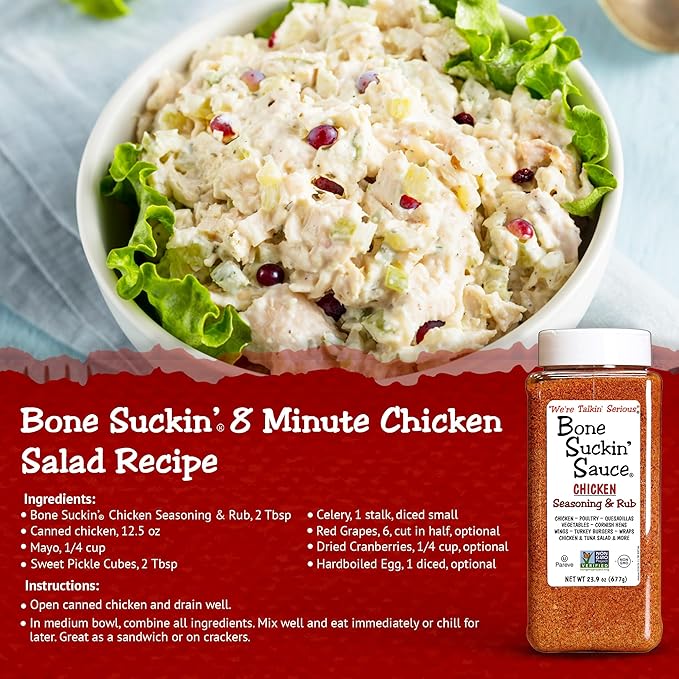 Bone Suckin' Sauce Bulk Seasoning & Rub - Brown Sugar, Garlic, Onion, Spices - Non-GMO, Gluten-Free, Fat-Free, Kosher, Pareve, No MSG (1 Pack, Chicken)