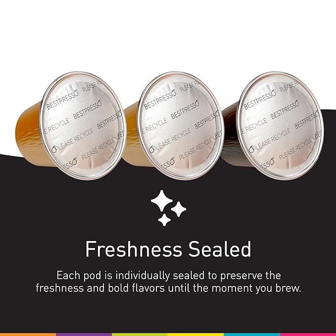 Bestpresso Coffee for Nespresso Original Machine 120 Aluminum pods Certified Genuine Espresso Variety Pack Caramel,Vanilla and Chocolate