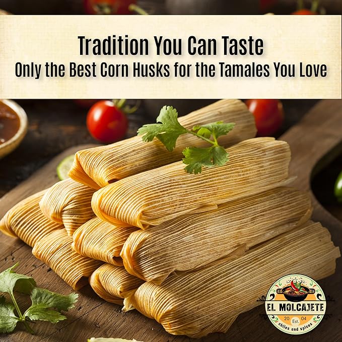 Corn Husks for Tamales 1 lb ??Premium Dried Hojas de Maiz, Natural and Authentic Mexican Husk Wrappers, Fresh and Flavorful by El Molcajete