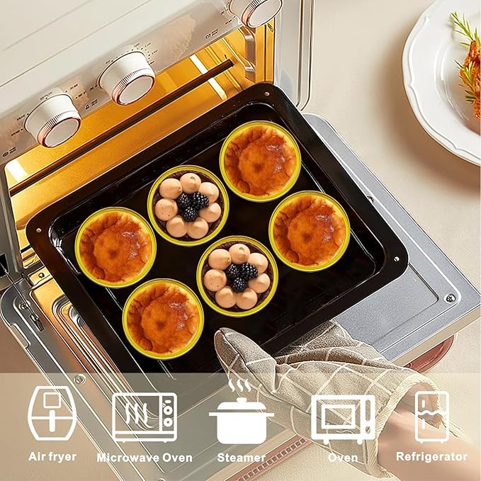 100 Pack Aluminum Foil Cupcake Baking Cups w Lids Spoons and Stickers for Birthday Party Decoration Supplies, 5oz Mini Cake Pans Disposable Ramekins Cups Cheesecake Containers for Wedding, Marble