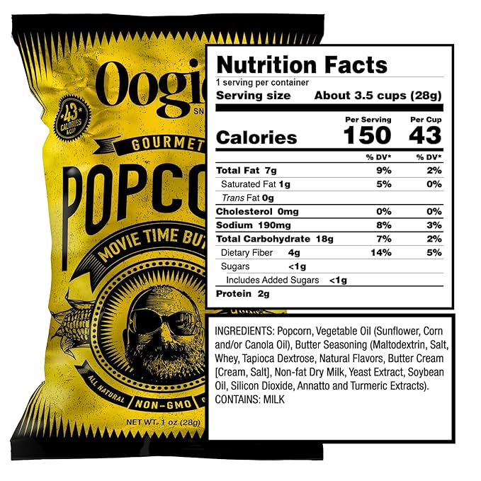 Oogie's Gourmet Popcorn | 18 Pack | Variety Flavor Pack | Gluten Free Popcorn Snacks | 1oz Individual Bags