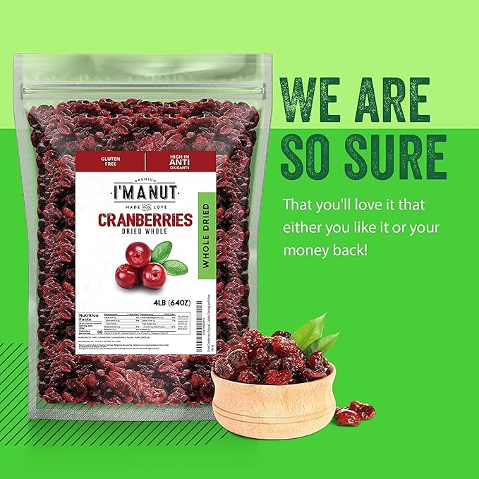 Dried Cranberries Original 2 Pound (32 oz) Batch Tested Gluten & Peanut Free | Resealable Bag | High in Antioxidant | Great for Salads, Cooking and Mixes | Sweetened