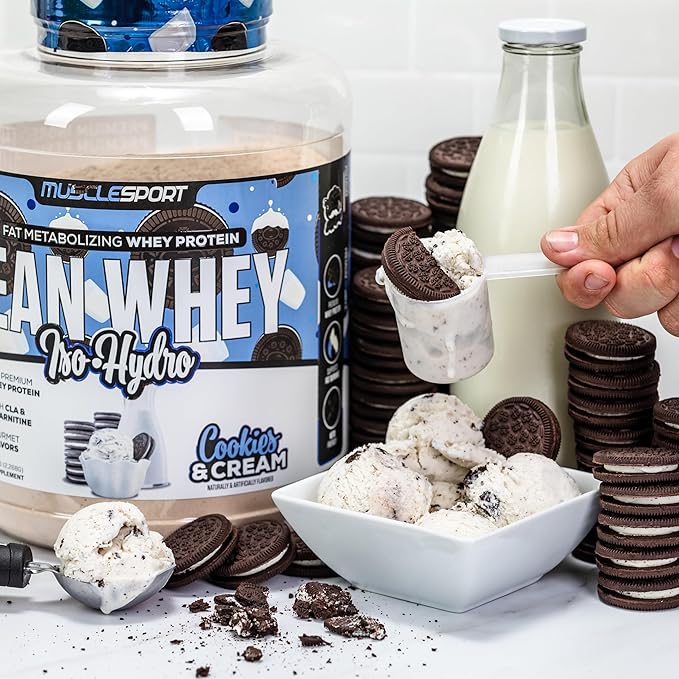 Musclesport Lean Whey Revolution?? Whey Protein Isolate with Hydrolyzed Whey - Low Calorie, Low Carb, Low Fat, Incredible Flavors - 25g Protein per Scoop (2lb, Cookies N Cream)