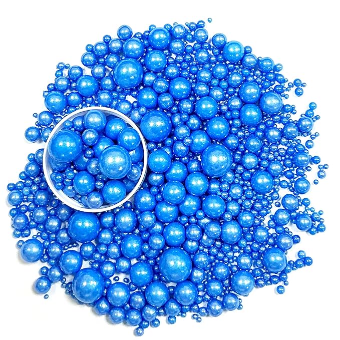 Sprinkles Edible Royal Blue Pearl Sugar Sprinkles Candy 142g/5.01oz Mix Size Royal Blue Pearls Baking Cupcake Toppers Cookie Decorations for Wedding Parties Valentines Day Halloween Christmas