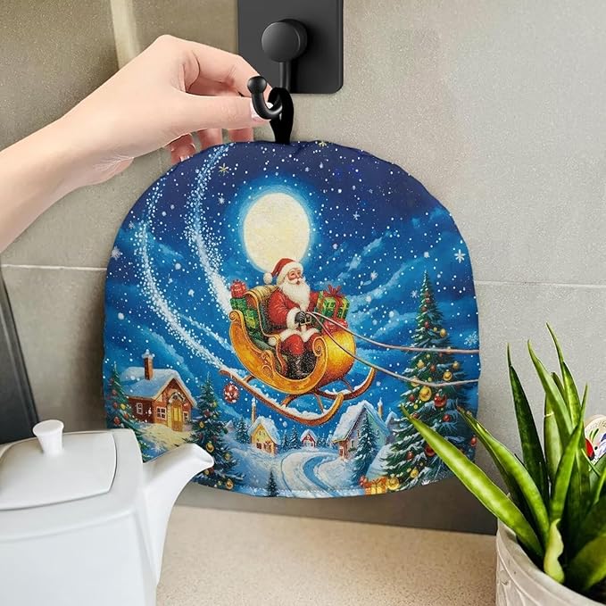 Santa Claus Warm Tea Cozy for Teapot Insulated Tea Pot Cover for Home Kitchen Accessories Cotton Tea Cozy Teapot Dust Protector Tea Cozies Covers for Christmas Decorative