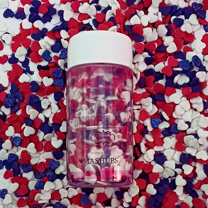 Confect Heart Dessert Sprinkles ??Red, White & Navy Blue | Edible Baking Sprinkles for Cake Decorating, Cookies, Cupcakes & Ice Cream | Vegan, Gluten-Free, Soy-Free, Dairy-Free, Palm Oil-Free- 4.2 Oz