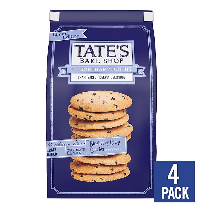 Tate's Bake Shop Blueberry Crisp Cookies, Limited Edition, 4-7 oz Bags