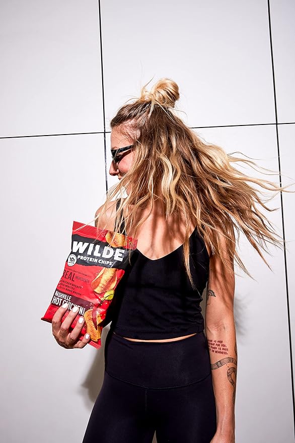 WILDE Nashville Hot Protein Chips, Thin and Crispy, High Protein, Keto friendly, Made with Real Ingredients 2.25oz Bags (Pack of 3)??,<div>