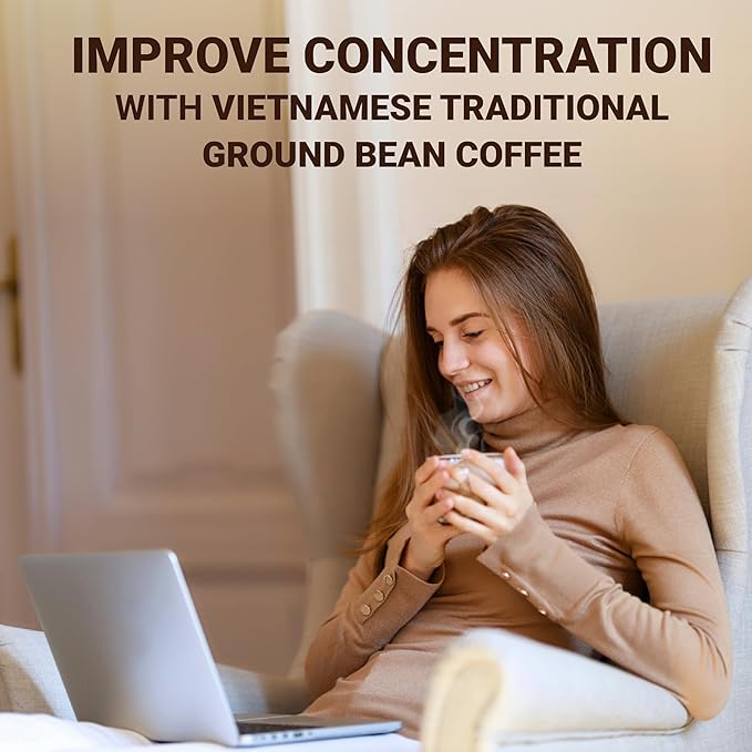 doanhdang - 17 Oz Traditonal Vietnamese Coffee Blend, Arabica, Robusta, Culi with Caramel Ground Coffee, Espresso & Brew, Origin from Vietnam, Whole Med Roast Ground, Pack of 1, Phin Filter Included
