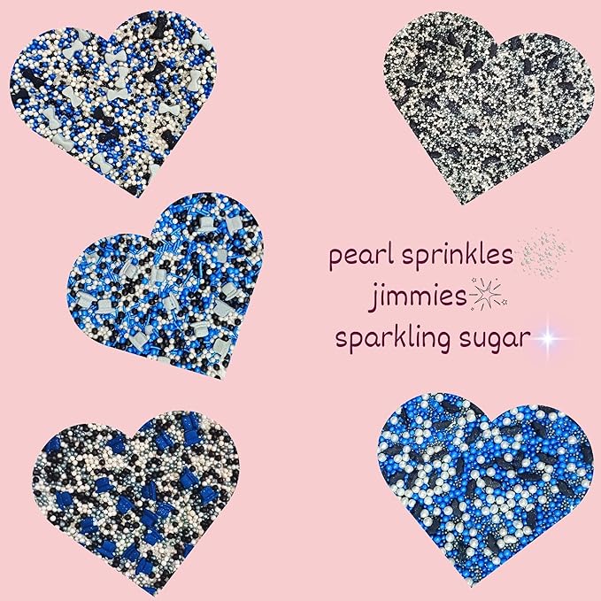 Confect Edible Sprinkles ??Assorted Pack of 5 | Black, Blue & White Sprinkles Mix for Cake Decorating, Cupcakes, Cookies, and Party Desserts | Vegan, Gluten-Free, Nut-Free, Soy-Free, Dairy-Free, Palm Oil-Free- 5 Oz