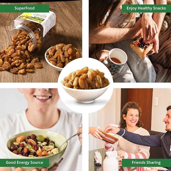 Naturebliss Premium Golden Raisins, Seedless Grape Dried Fruit Snacks, No Sugar Added, No Preservatives, Non-GMO, Naturally Shade-Dried Raisins, Healthy Power Gummy Snack (11 OZ/Pack of 1)