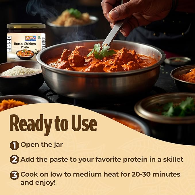 Ashoka Butter Chicken Paste | Vegan | Kosher | Gluten-Free | Easy-to -Use Curry Paste | Authentic Indian Cooking Spice Paste | Since 1932 | 200 Grams (Pack of 2)
