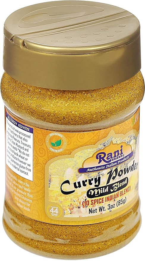 Rani Curry Powder Mild (10-Spice Authentic Indian Blend) 3oz (85g) PET Jar ~ All Natural | Salt-Free | NO Chili or Peppers | Vegan | No Colors | Gluten Friendly | NON-GMO | Kosher | Indian Origin