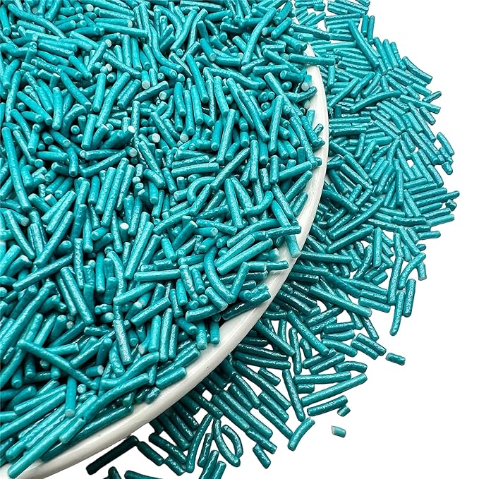 SE Si&Moos Teal Jimmies Sprinkles Teal Sprinkles for Cake Decorating Edible Crunchy Jimmies for Topping Ice Cream, Cookies, Cakes, Cupcakes, Dessert Decorating 3 OZ
