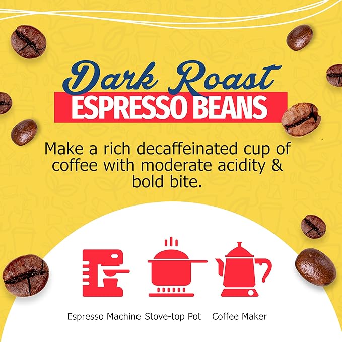 Café Aroma Decaf Dark Roast Espresso Ground Coffee, Authentic Cuban Style Coffee, Vacuum Sealed, 8.8oz, Perfect for Hot and Iced Coffee, 4-Pack