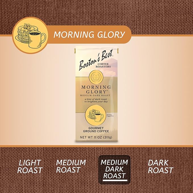Boston???Best Coffee - Morning Glory Blend, Delicious Medium Dark Roast Delicious Gourmet Coffee, Premium Ground Coffee, 11 oz. / 311 g Bag