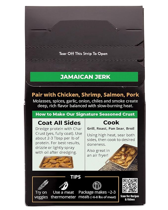 Char Crust Dry-Rub Seasonings Jamaican Jerk | All-in-one seasonings | Perfect for Chicken, Shrimp, Salmon, Pork | Signature Crust that Seals in the Juices, 4 Ounce (Pack of 6)