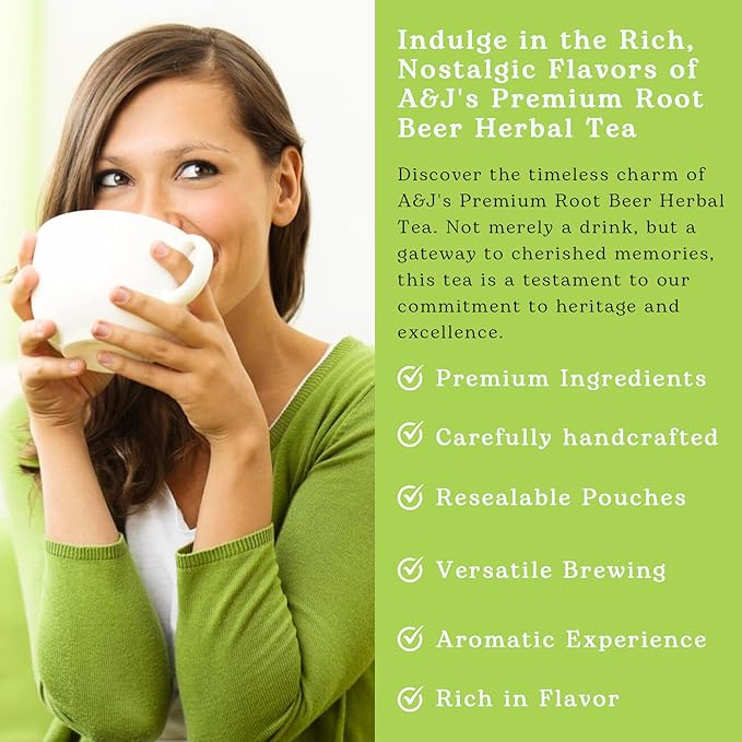 Nelson's Tea A&J's Root Beer - Sarsaparilla Root Herbal Loose Leaf Tea - A Harmonious Blend of Flavorful Ingredients like Sarsaparilla, Burdock Root, Birch Bark, and More! (2 oz)