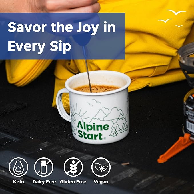 Alpine Start Instant Coffee Packets with Creamer Single Serve - Individual Latte Powder Mix from Arabica Coffee Beans with Non-Dairy Cream for Travel, Hiking, Backpacking (0.49 OZ) Box of 5 Sticks