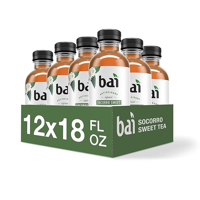 Bai Iced Tea, Socorro Sweet, Antioxidant Infused Supertea, Crafted with Real Tea (Black Tea, White Tea), 18 Fluid Ounce Bottles, 12 Count (Pack of 1)