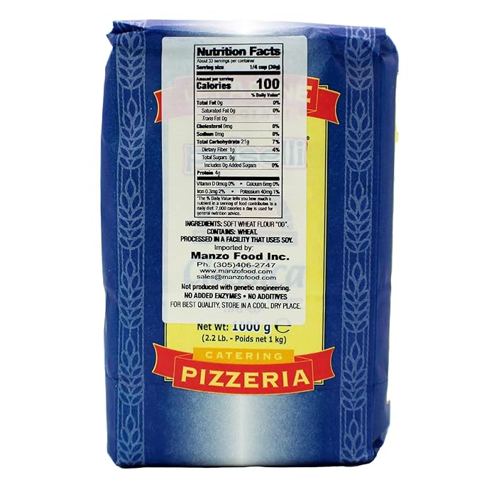 POLSELLI 2 PACK, Classica, Type 00 Flour, Tipo OO, All Natural, No Additives, Unbromated for Pizza, Bread, Pasta, and Baking, 2 pack x 1 kg (2.2 lbs)