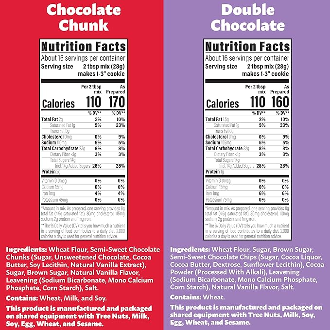 My Better Batch, Chocolate Chip and Double Chocolate Cookie Mix Variety Pack, Simple Cookie Recipe, Chocolate Cookies, Makes 64 Large Cookies, Non GMO, Kosher, 16oz (Pack of 4)