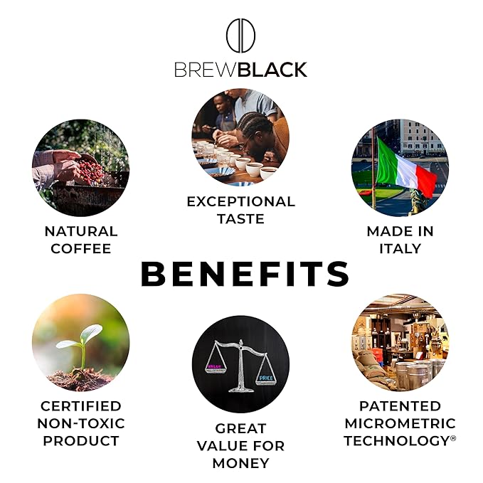 BrewBlack Decaffeinato Coffee Capsules - 120 Aluminum Coffee Pods Compatible with Nespresso Original line, Medium Roast - Intensity 7/12, Made in Italy