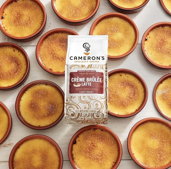 Cameron's Coffee Holiday Roasted Ground Coffee Bag, Flavored, Cr챔me Brulee Latte, 12 Ounce