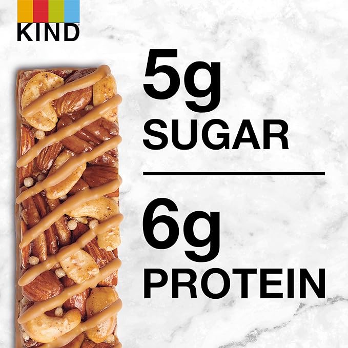 KIND Nut Bars, Caramel Almond & Sea Salt, Healthy Snacks, Gluten Free, Low Sugar, 6g Protein, 24 Count
