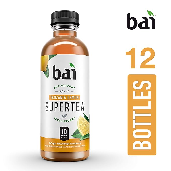 Bai Iced Tea, Tanzania Lemon, Antioxidant Infused Supertea, Crafted with Real Tea (Black Tea, White Tea), 18 Fluid Ounce Bottles, (Pack of 12)