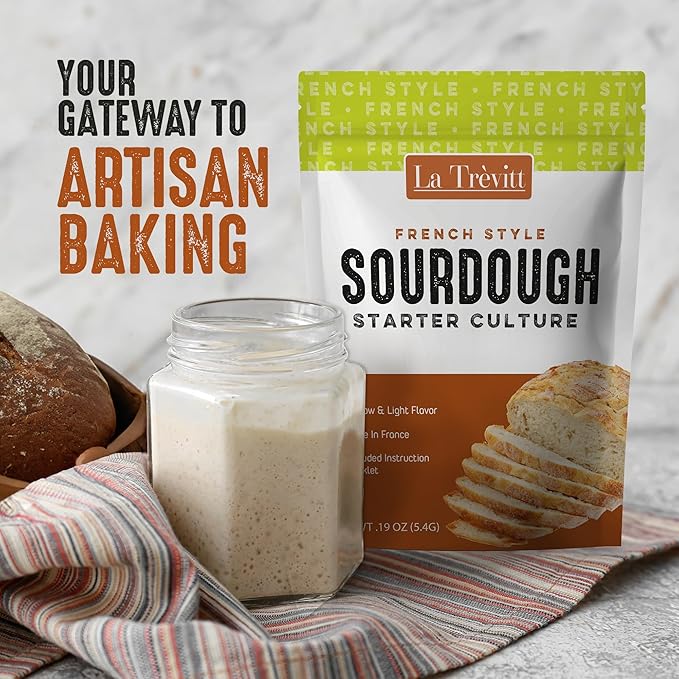 Sourdough Starter Culture French Style - Artisinal Dehydrated Sourdough Culture - Homemade Artisan Bread - Fast Activating - Dehydrated Live Culture Bread Mix - Easy Instructions - KOSHER - By LA Trevitt