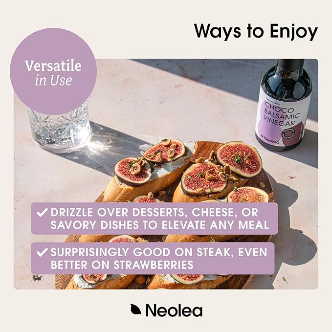Neolea Chocolate Balsamic Vinegar from Greece - Aged 3 Years in French Oak Barrels - Made from Grape Must & Red Wine Vinegar - Flavored Dressing for Salad, Cooking - 8.45 fl oz (250 ml)