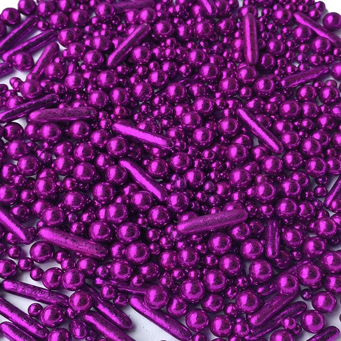 Sprinkles Purple Pearl Sugar Candy Mix Size Baking Cake Decorations Cupcake Toppers Celebrations Shaker Jar Wedding Shower Party (130g/4.2oz竊?"<div>