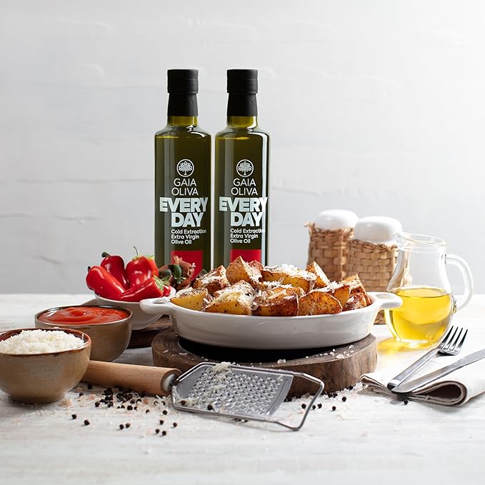 Gaia Oliva Everyday Extra Virgin Olive Oil ??Cold Pressed, Unrefined, Single Estate, Trilye Olives, Low Acidity, Dark Glass Bottle, 100% Extra Virgin, Product of Turkey, New Harvest, Polyphenol-Rich, High Antioxidants