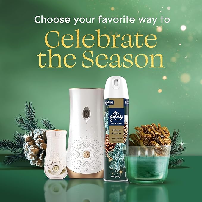 Glade Automatic Spray Refill, Balsam & Spruce, Scented Air Freshener for Home and Bathroom, 6.2 Oz, 2 Count