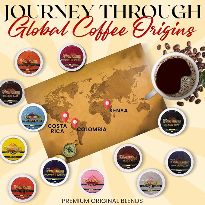 InfuSio Coffee Pods Variety Pack – 96 Count, 12 Crafted Medium & Dark Roast Blends and Artisan-Inspired Flavors Like Bourbon Pecan & Butter Toffee, Revival Roaster Collection, Compatible with Keurig 2.0 Brewers