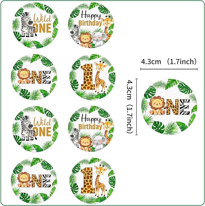 40 PCS Wildlife One Cupcake Toppers Wafer Paper Animal 1st Birthday Decorations Cupcake Toppers for Jungle Safari Animal Theme Baby Shower Kids Birthday Party Cake Decorations