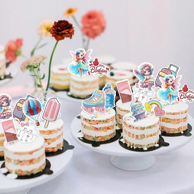 72 Pack Edible Fairy Cupcake Toppers Happy Birthday Party Angel Fairy Cupcake Picks Wing Angel Fairy Cake Decorations Party Supplies