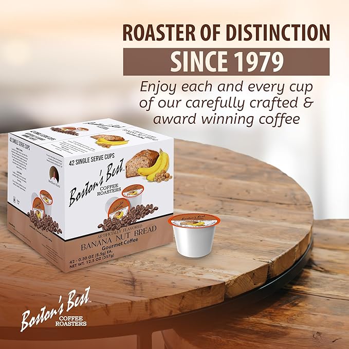 Bostonโs Best - Banana Nut Bread Flavored Delicious Gourmet Coffee Compatible with Keurig Coffee Maker - 42 Count (Pack of 1)