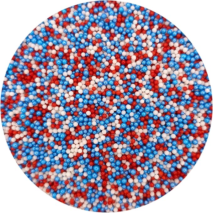 NCS Red, White and Blue Edible Non Pareil Sprinkles, 8 ounces - Great for Cupcakes, Cookies, Cakes, Cakes Pops