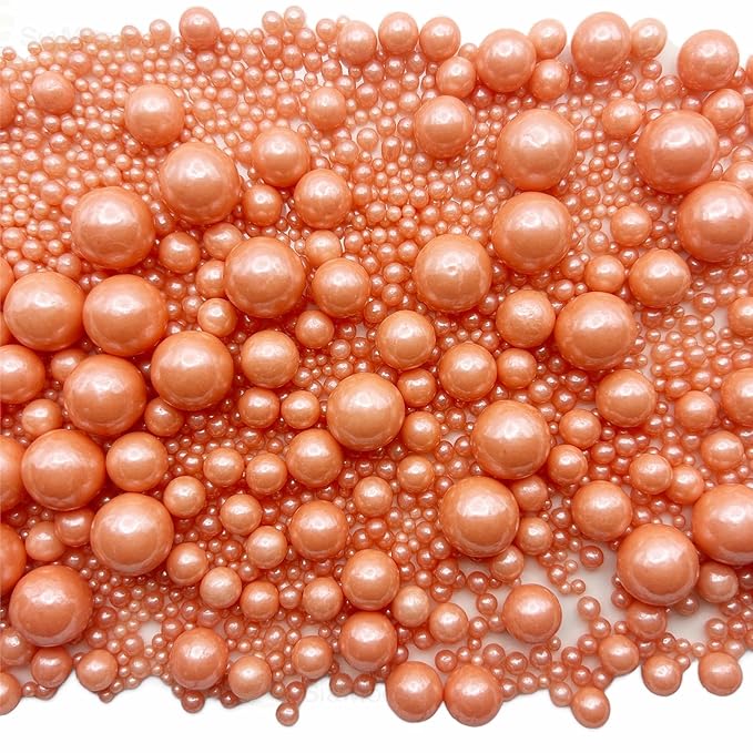 Rose Gold Edible Pearl Sprinkles for Cake Decorating 5.1 OZ Rose Gold Edible Pearls Edible Cupcake Decorations Halloween Christmas Cookie Decorations Edible Sugar Pearls for Cakes,Cupcakes Toppers Baby Shower Wedding Supplies