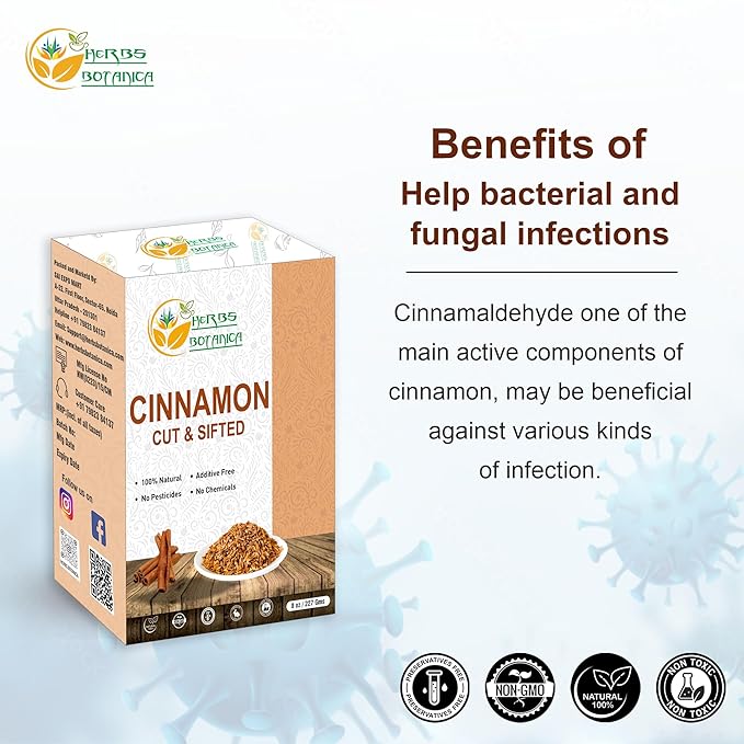 Herbs Botanica Cinnamon Bark Sticks Chips for Baking, Herbal Tea Rich Aroma and Great Flavour Cassia Cinnamon Sticks Cuts Aromatic Spice for Culinary Delights and Wellness 8 oz