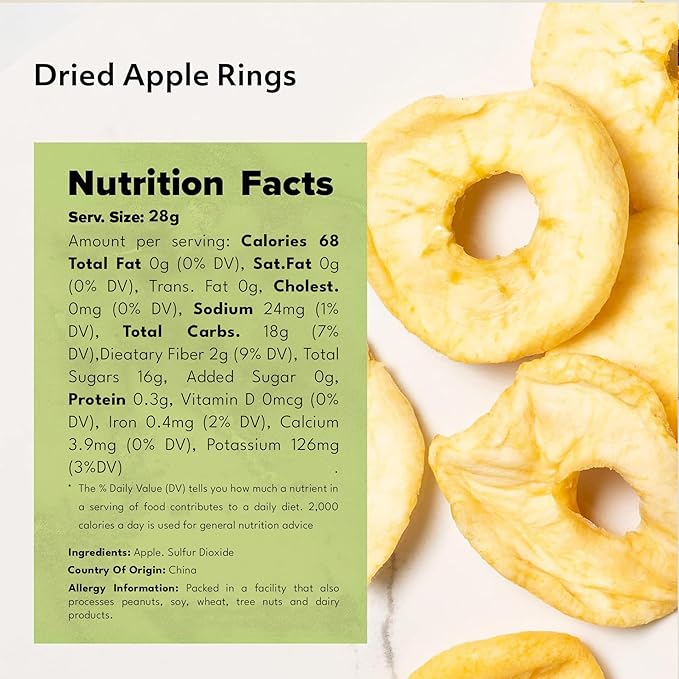 NUTS U.S. - Dried Apple Rings | No Added Sugar | No Artificial Color | Chewy Texture | NON-GMO | Juicy and Natural | Packed in a Resealable Bag!!! (3 LBS)