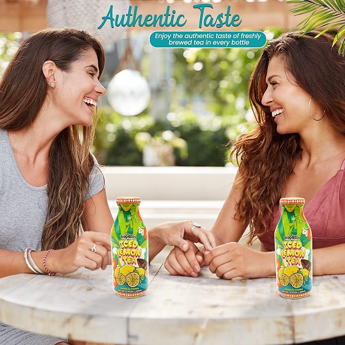 Tropikiss 12-Pack Lemon Iced Tea – Antioxidant-Rich Refreshing Drink | Natural Bottled Ice Tea | Healthy & Flavorful Beverage